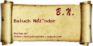 Baluch Nándor névjegykártya